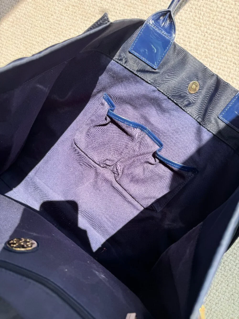 Tory Burch Ella Large Nylon Tote French Navy Work Travel Bag